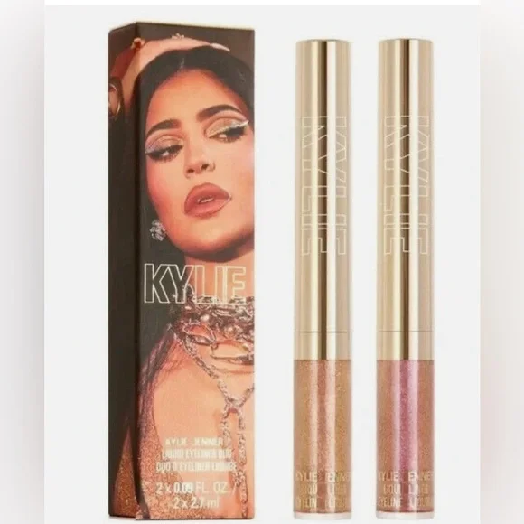 ⭐♥️ KYLIE 24K GOLD BIRTHDAY COLLECTION LIQUID EYELINER Duo Limited Edition - Picture 3 of 5